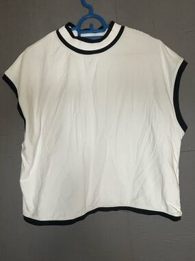 CALIA Women's Large L White Black Trim Sleeveless Golf Top Mock Neck Shirt